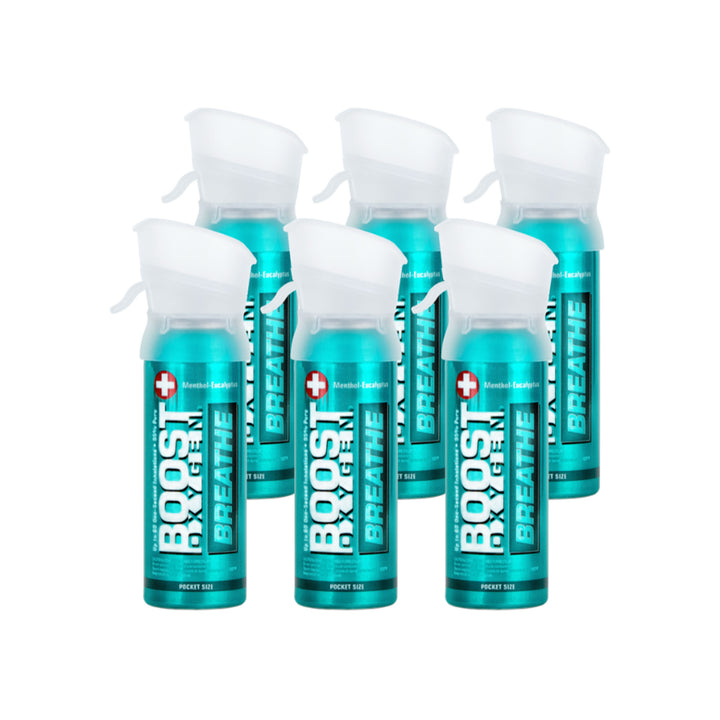 Boost Oxygen Pocket Size 3 Liter Respiratory Support Canister, Menthol (6 Pack)