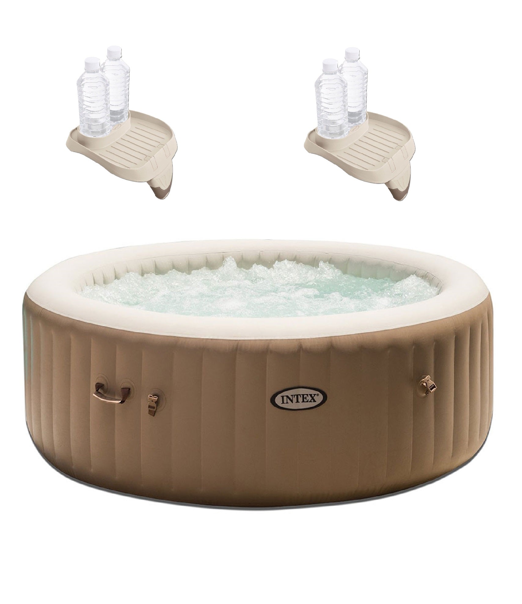 Intex 85" 6 Person Inflatable Hot Tub Spa with Cup Holder & Tray (2 Pack)