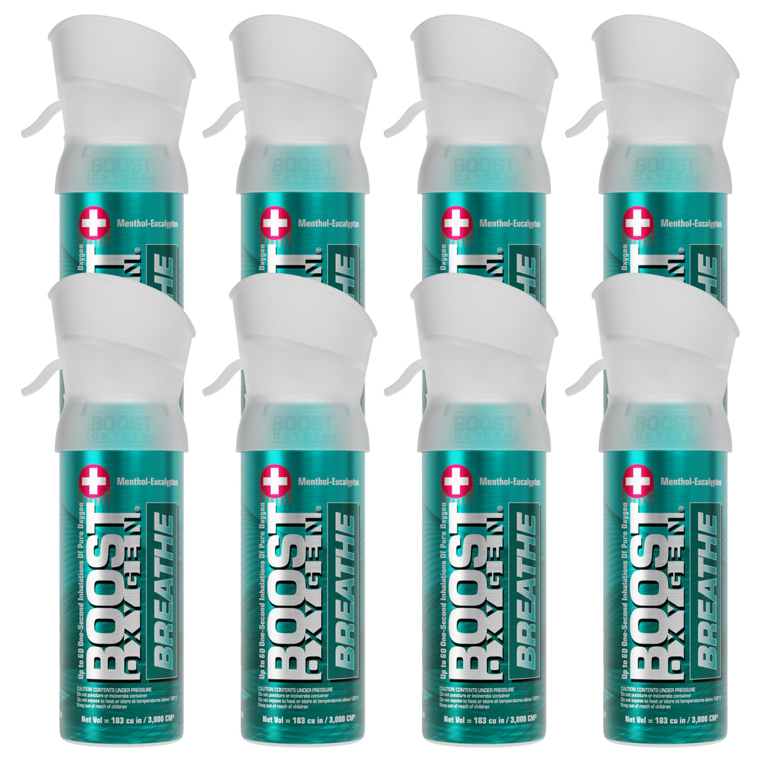 Boost Oxygen Pocket Size 3 Liter Respiratory Support Canister, Menthol (4 Pack) - VMInnovations