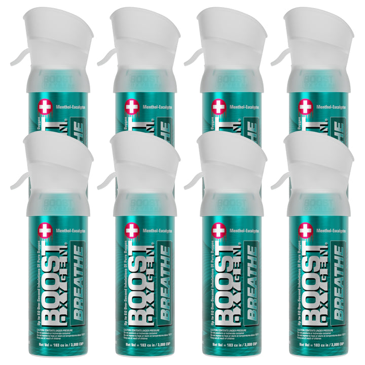 Boost Oxygen Pocket Size 3 Liter Respiratory Support Canister, Menthol (4 Pack) - VMInnovations