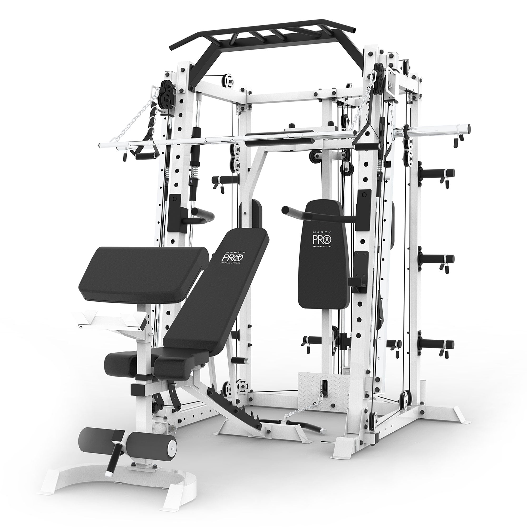 Marcy Smith Machine Cage Multi Purpose Home Gym Training System, White(Open Box) - VMInnovations