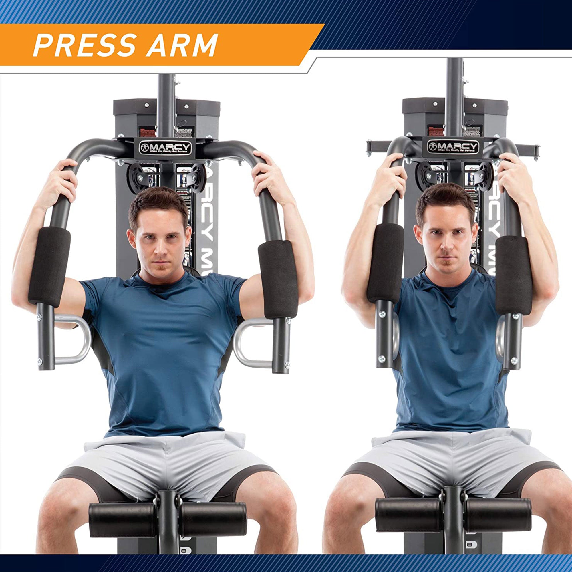 Marcy MWM-7454 Stack Multifunctional Home Gym Full Body Workout Station, White (Open Box)