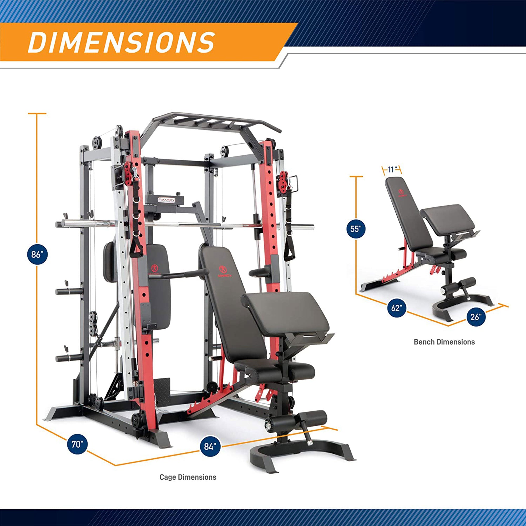 Marcy Smith Machine Cage Multi Purpose Home Gym Training System, White(Open Box) - VMInnovations