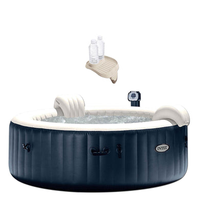 Intex PureSpa Inflatable Jets 6 Person Hot Tub and Cup Holder Refreshment Tray