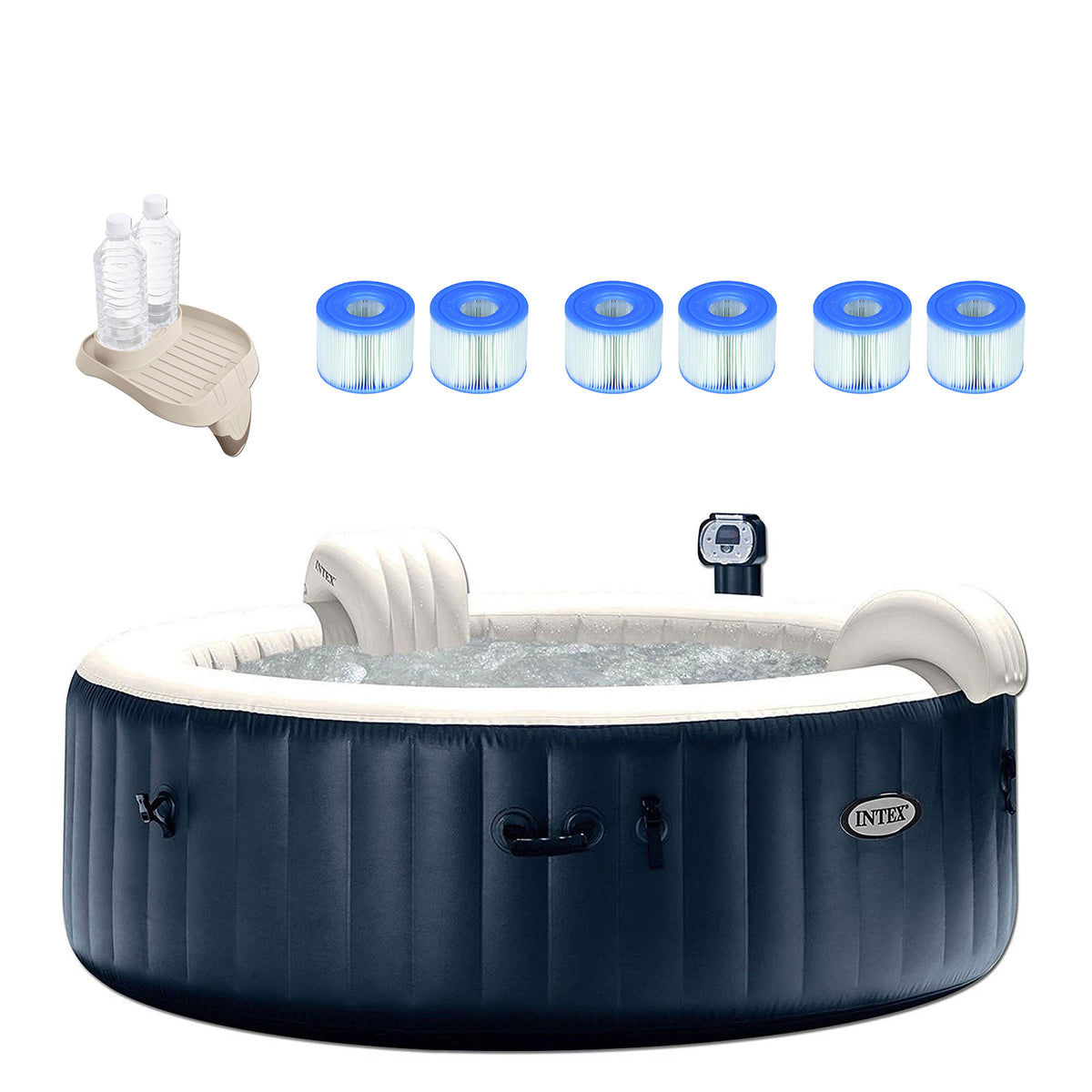 Intex 75" Spa Round Hot Tub w/ Cup Holder, Refreshment Tray, & Filters (3 Pack)