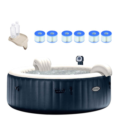 Intex 75" Spa Round Hot Tub w/ Cup Holder, Refreshment Tray, & Filters (3 Pack) - VMInnovations