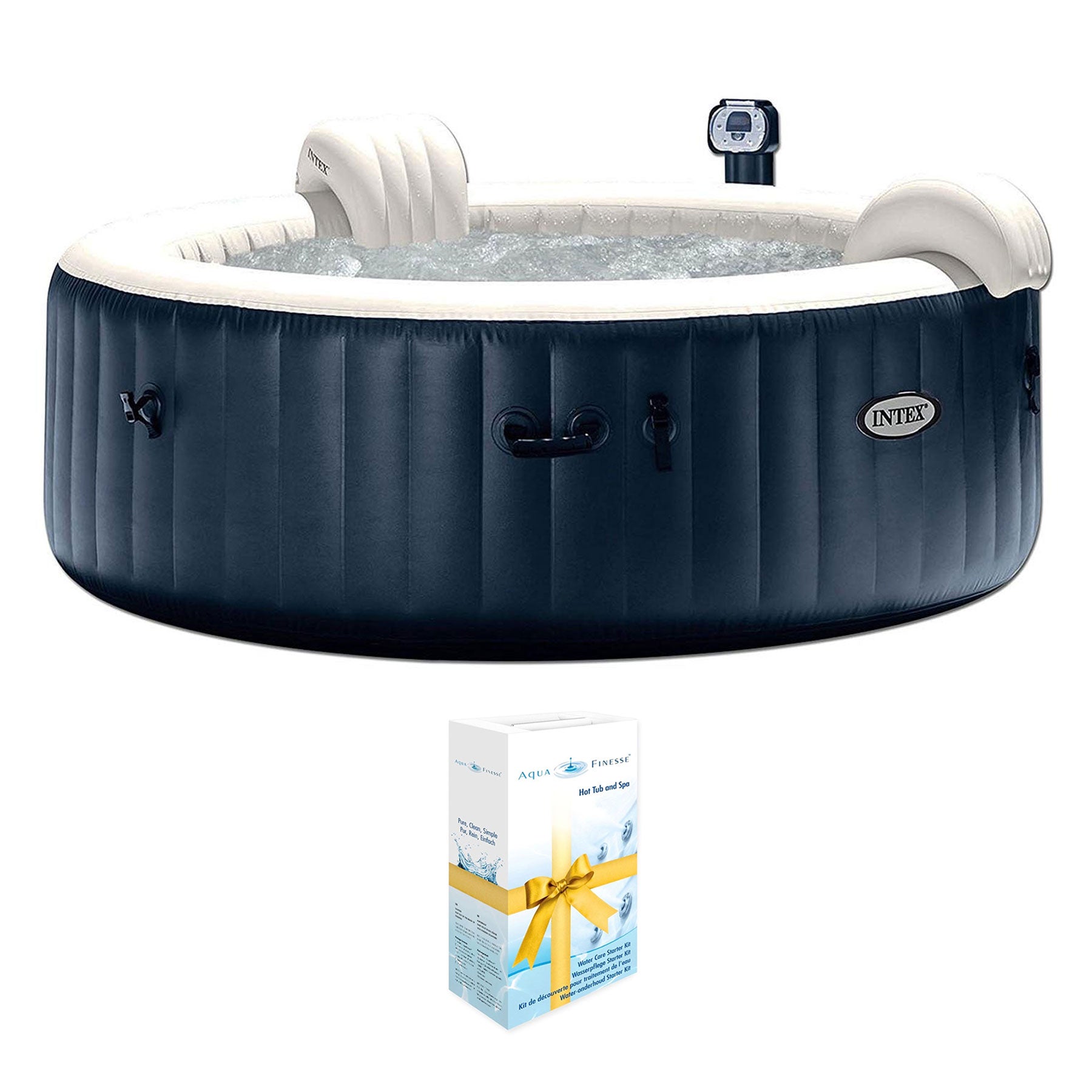 Intex PureSpa 75 Inch Portable Spa 6 Person Inflatable Hot Tub + Chlorine Kit