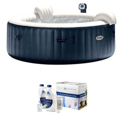 Intex PureSpa Portable 6 Person Inflatable Hot Tub + AquaFinesse Water Care Kit