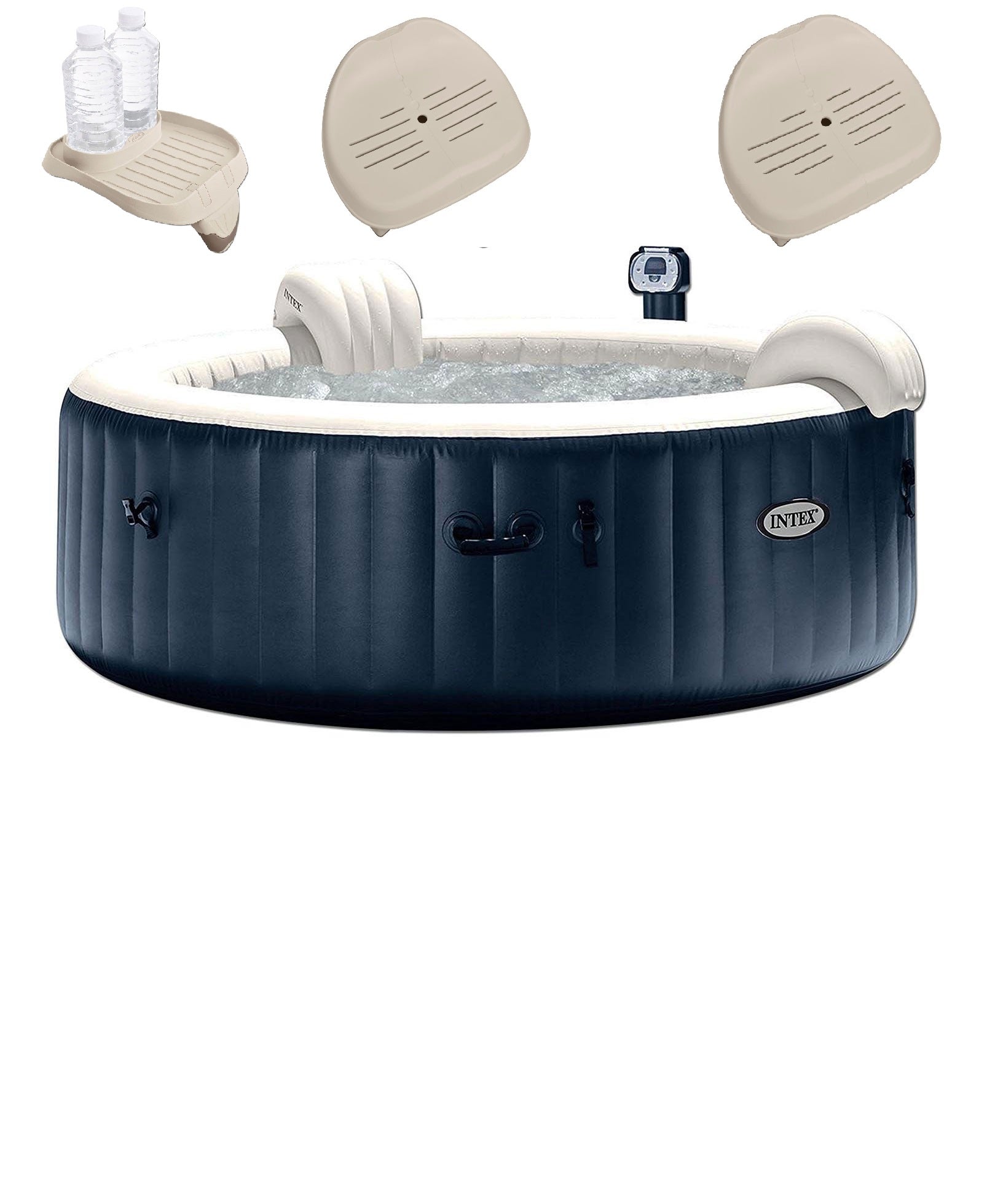 Intex "75  Round Hot Tub w/ Removable Seat (2 Pack) & Cup Holder Tray