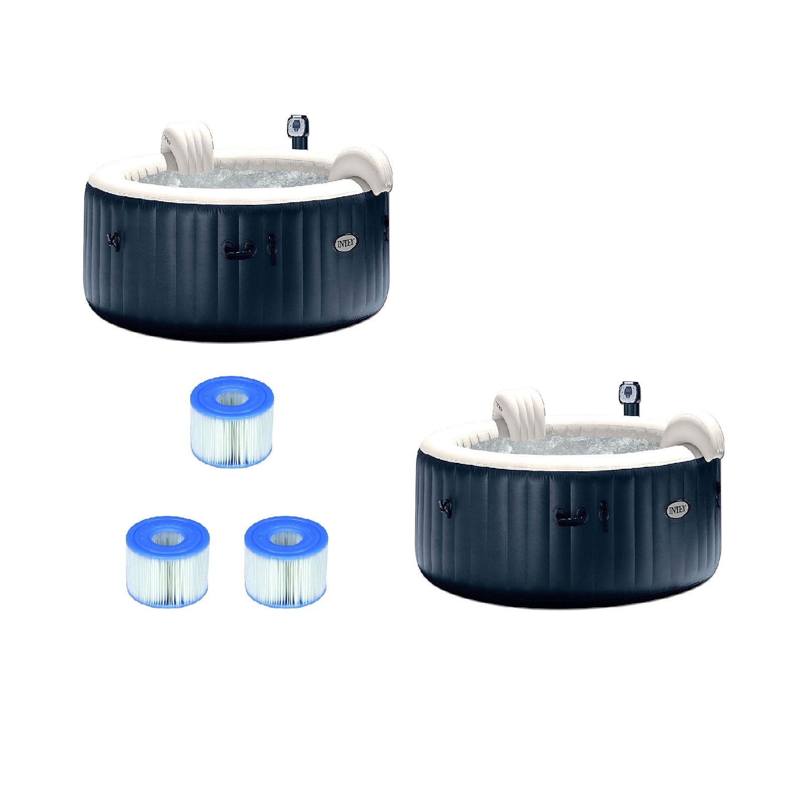 Intex 75" Portable Spa 6 Person Inflatable Hot Tub (2 Pack) w/ Filters (3 Pack) - VMInnovations