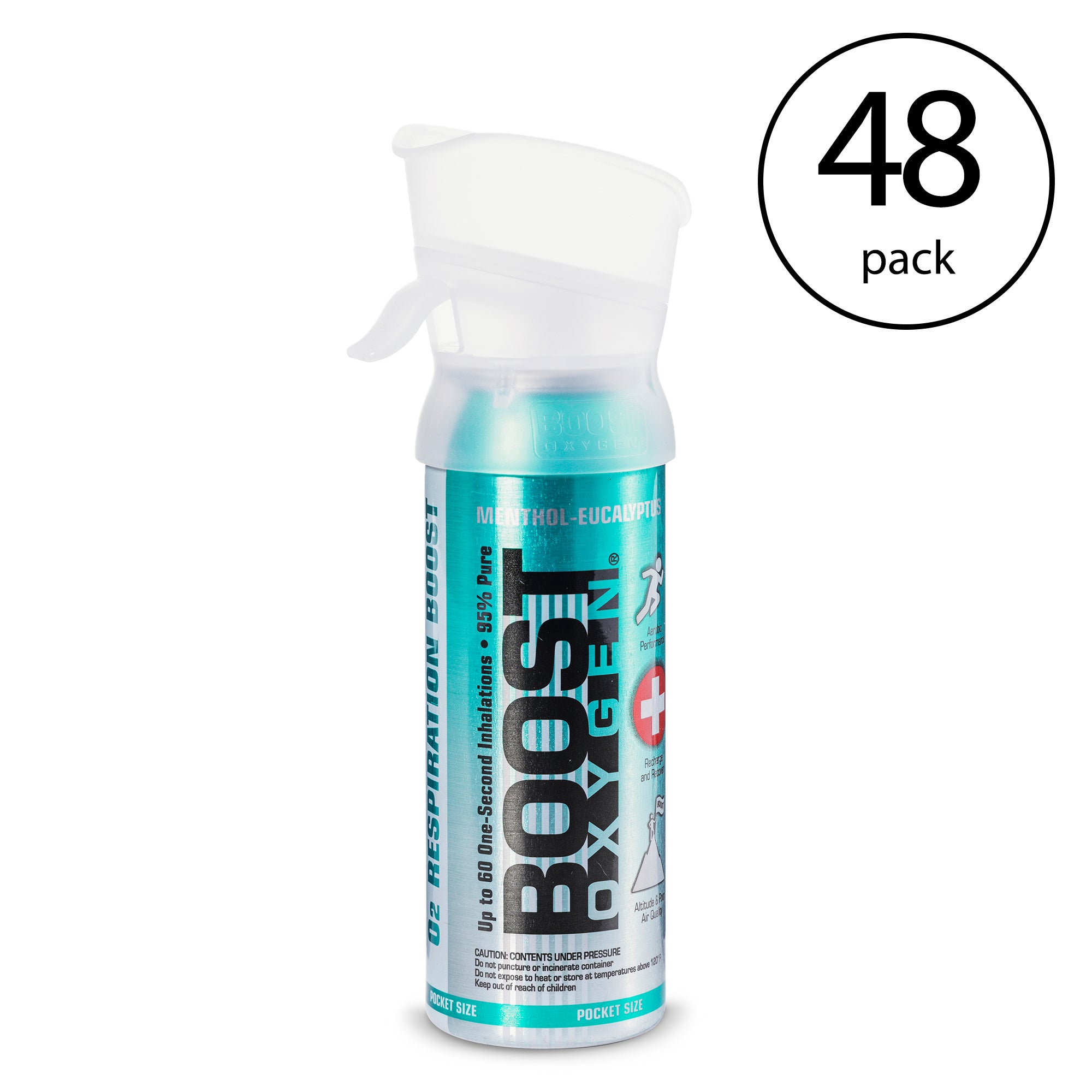 Boost Oxygen 3 Liter Pocket Sized Canned Oxygen, Menthol Eucalyptus (48 Pack) - VMInnovations