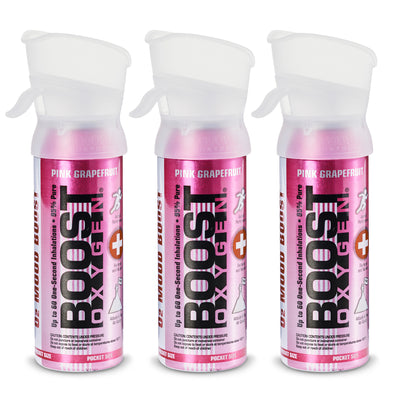 Boost Oxygen Pocket Sized Canned Oxygen w/ Mouthpiece, Pink Grapefruit (3 Pack) - VMInnovations