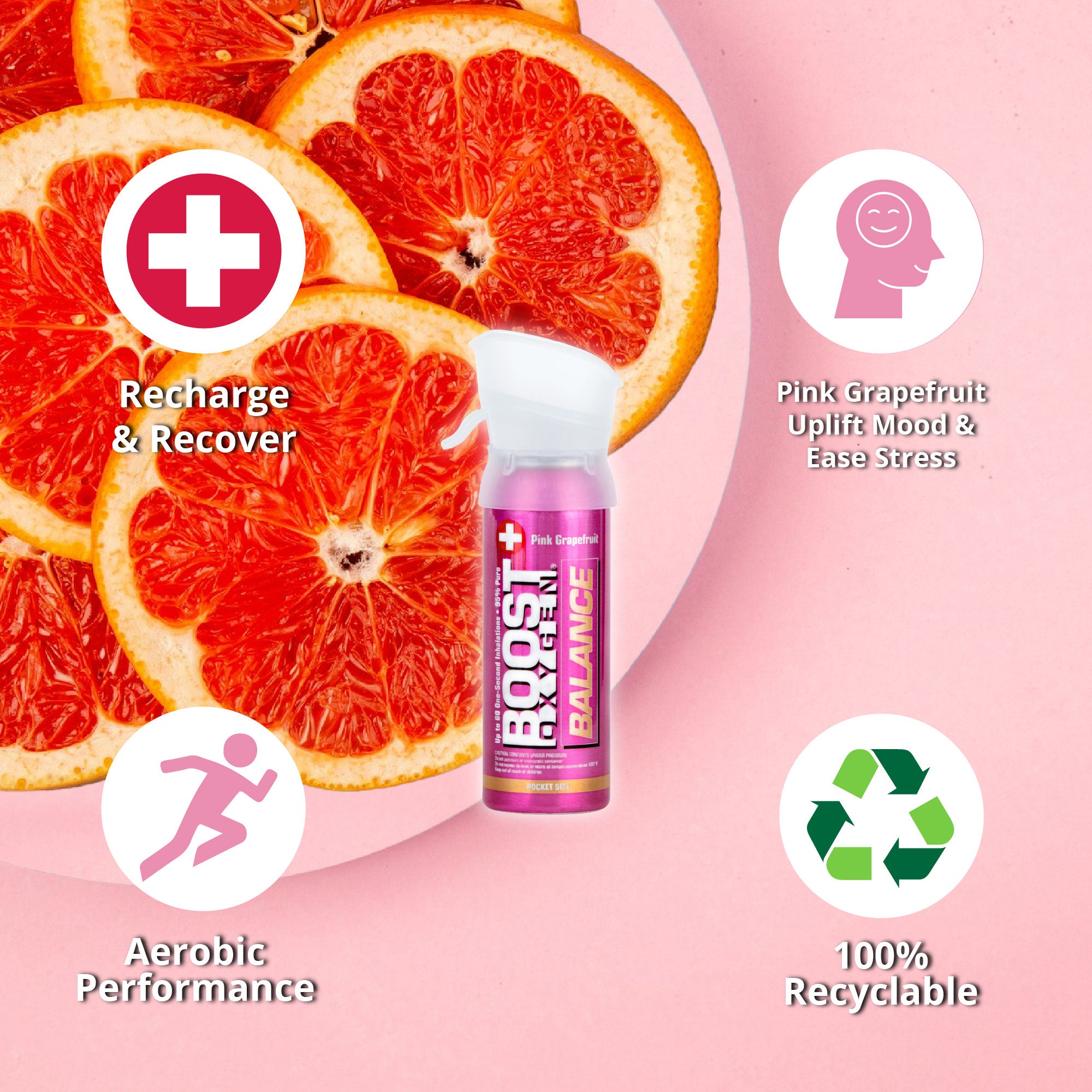 Boost Oxygen Pocket 3 Liter Respiratory Support Canister, Grapefruit (6 Pack) - VMInnovations