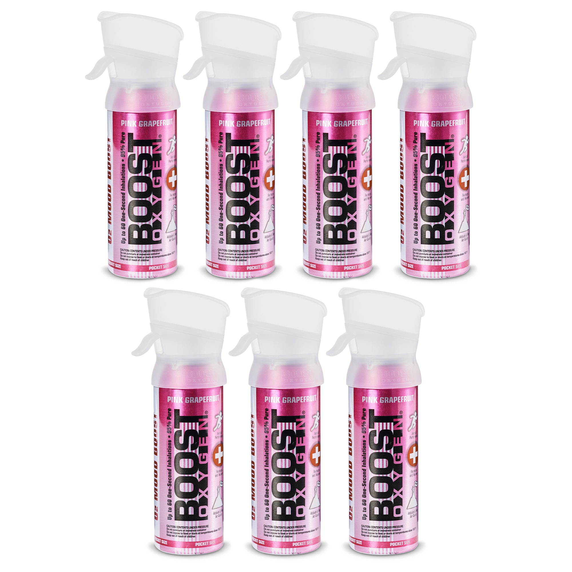Boost Oxygen Pocket Sized Canned Oxygen w/ Mouthpiece, Pink Grapefruit (7 Pack) - VMInnovations