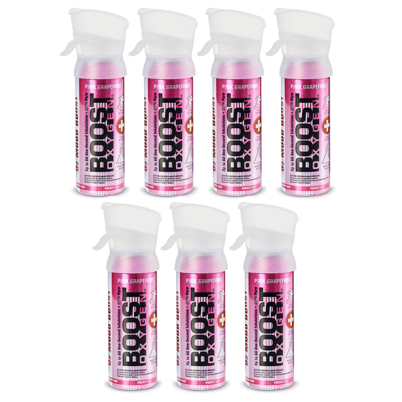 Boost Oxygen Pocket Sized Canned Oxygen w/ Mouthpiece, Pink Grapefruit (7 Pack)