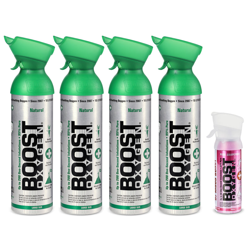 Boost Oxygen Natural 4 Portable Pure Canned Oxygen Canister with 1 Pocket Sized