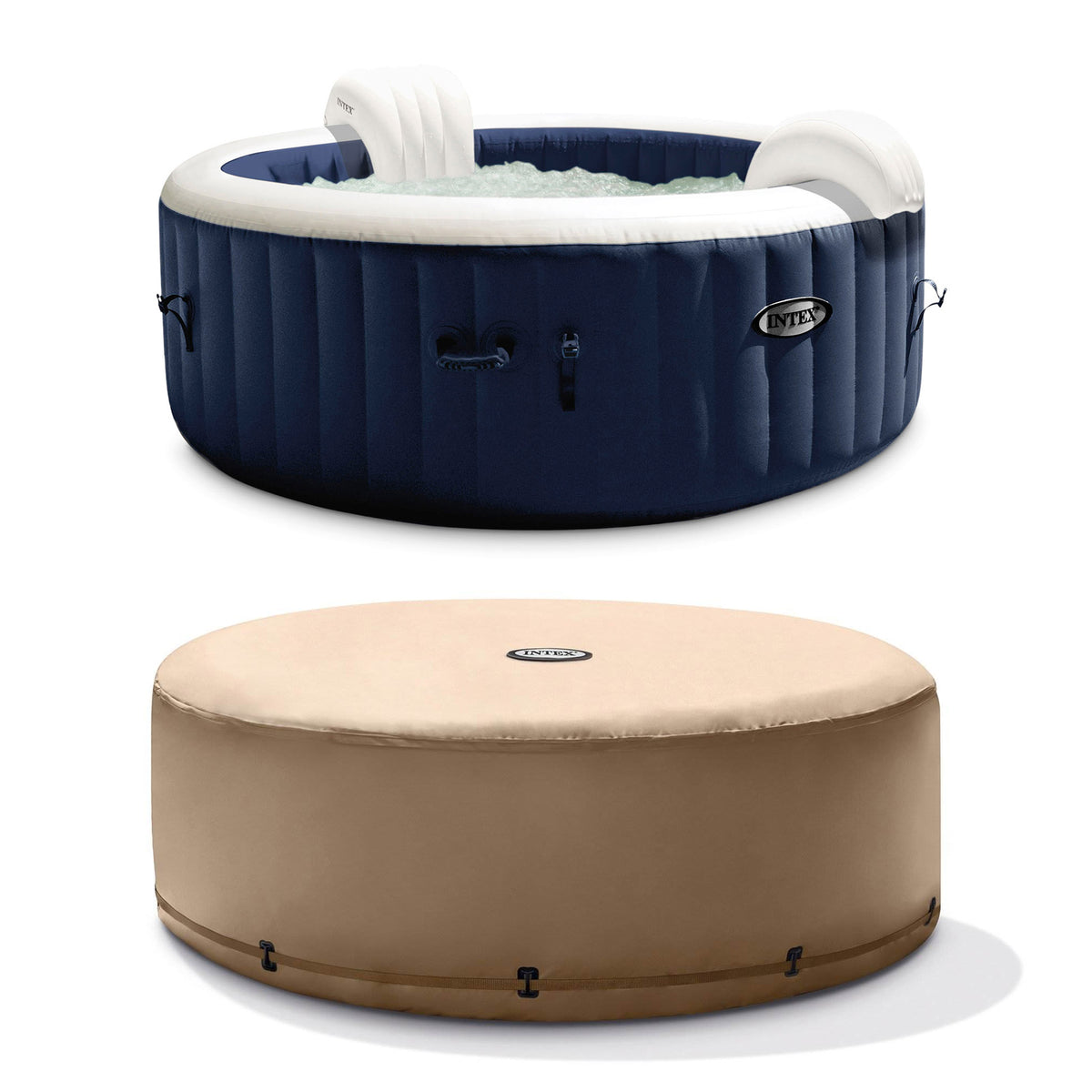 Intex PureSpa 4 Person Inflatable Portable Heated Jet Hot Tub & Cover Package - VMInnovations