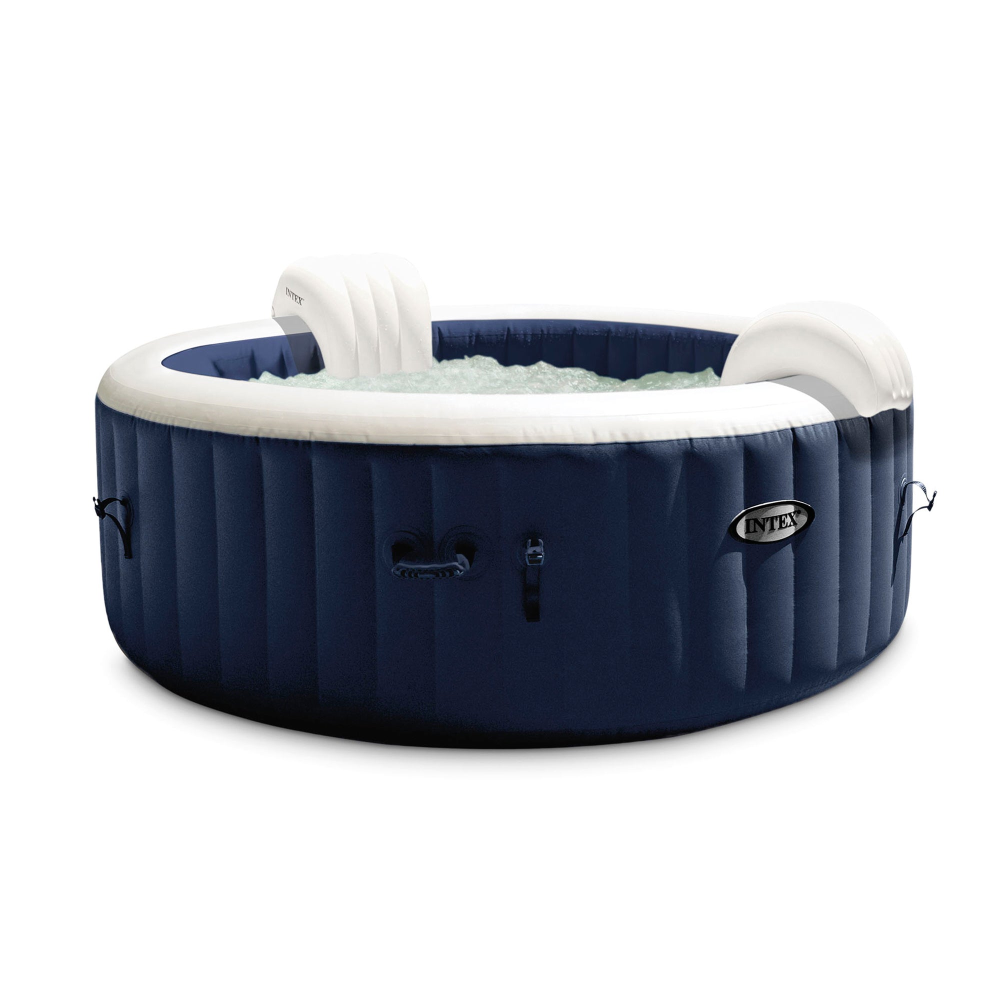 Intex PureSpa Plus 6 Person Portable Inflatable Hot Tub Jet Spa with Cover, Navy