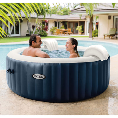 Intex PureSpa Plus 6 Person Portable Inflatable Hot Tub Jet Spa with Cover, Navy