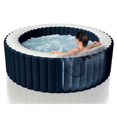 Intex PureSpa Plus 6 Person Portable Inflatable Hot Tub Jet Spa with Cover, Navy