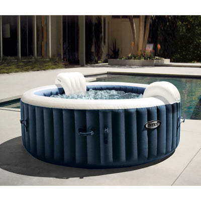 Intex PureSpa Plus 6 Person Portable Inflatable Hot Tub Jet Spa with Cover, Navy