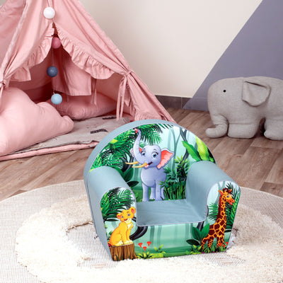 Delsit Machine Washable Lightweight Toddler Reading Armchair, Adorable Elephant - VMInnovations