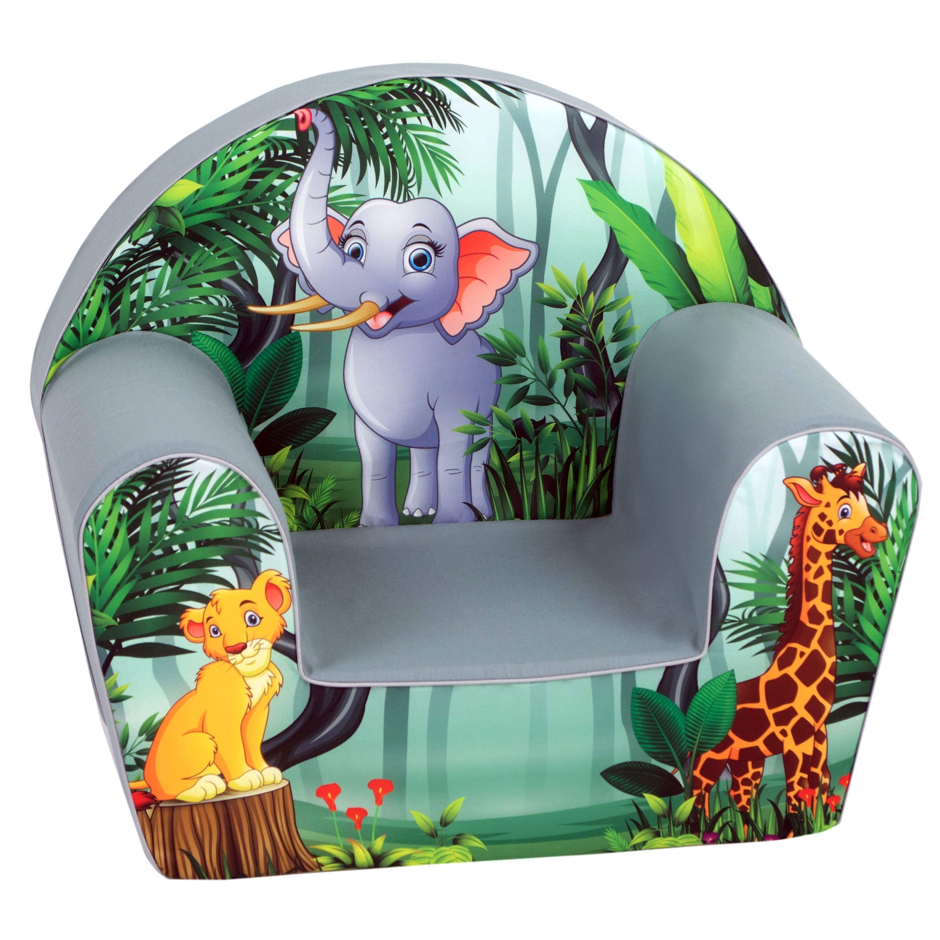 Delsit Machine Washable Lightweight Toddler Reading Armchair, Adorable Elephant - VMInnovations
