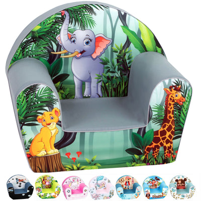Delsit Machine Washable Lightweight Toddler Reading Armchair, Adorable Elephant - VMInnovations