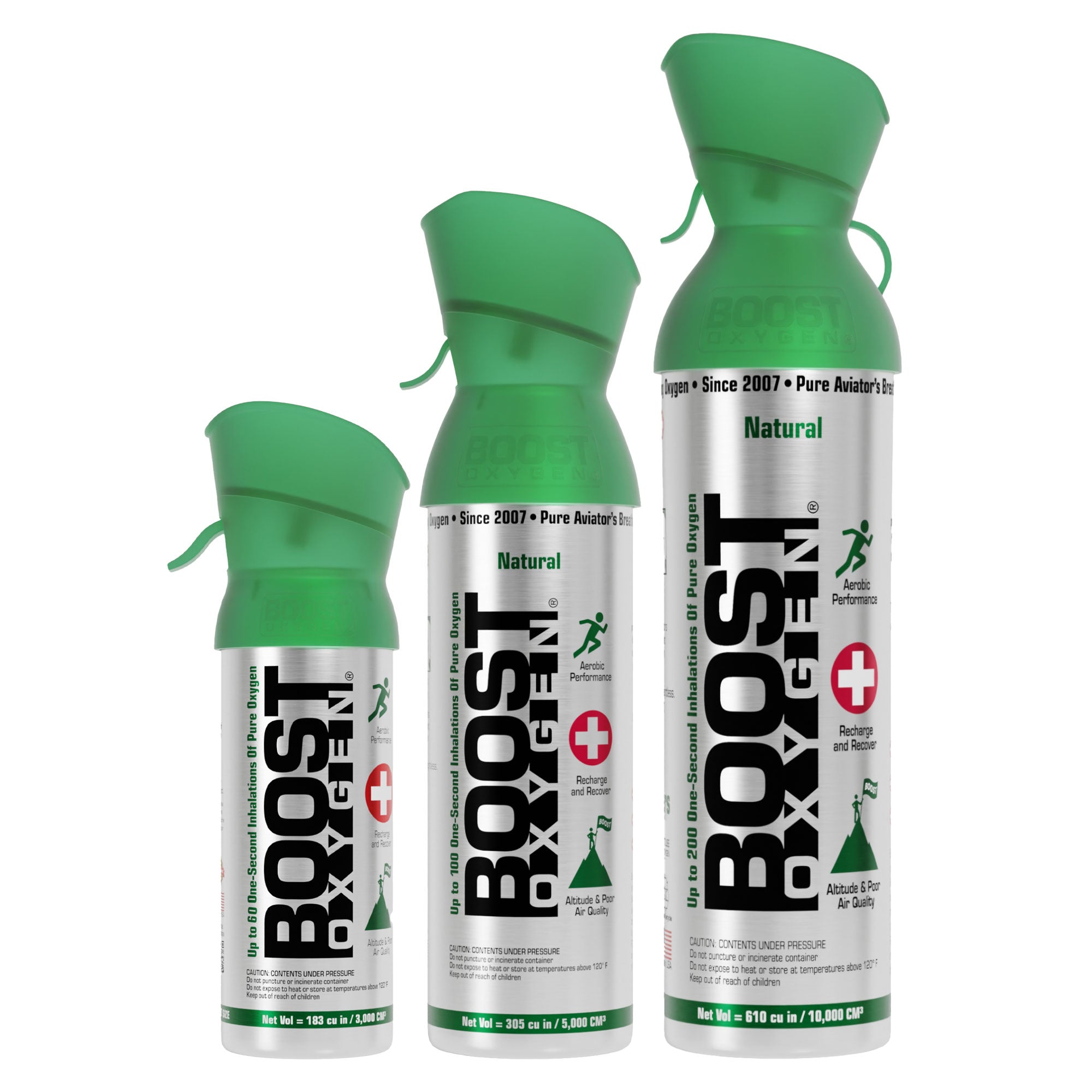 Boost Oxygen 3, 5, & 10L Canned Supplemental Oxygen Bottle w/Mouthpiece, Natural