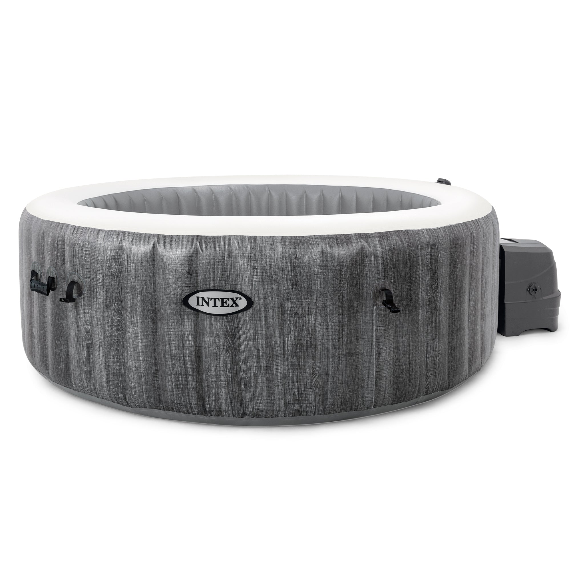 Intex Greywood Deluxe 4 Person Inflatable Hot Tub Jet Spa & Cover Package, Grey