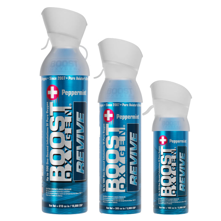 Boost Oxygen 3, 5, & 10L Supplemental Oxygen Can Bottle w/Mouthpiece, Peppermint - VMInnovations