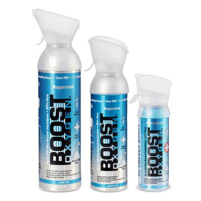 Boost Oxygen 3, 5, & 10L Supplemental Oxygen Can Bottle w/Mouthpiece, Peppermint