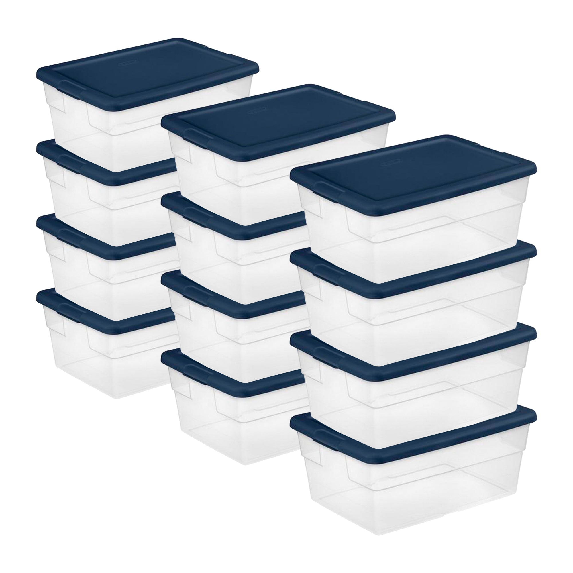 Sterilite Stackable 16 Qt Storage Box Container, Clear with Blue Lid, (24 Pack) - VMInnovations