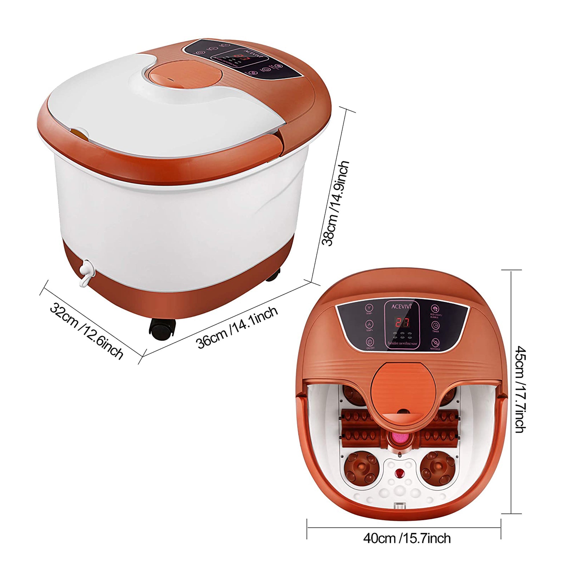 ACEVIVI Multi Mode Home Heated Massaging Foot Spa Bath with Maize Roller (Used) - VMInnovations