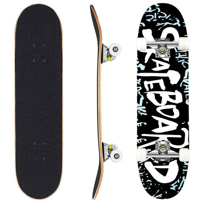 Hikole Complete Pro Canadian Maple Wood 31 Inch Double Kick Skateboard, Letter