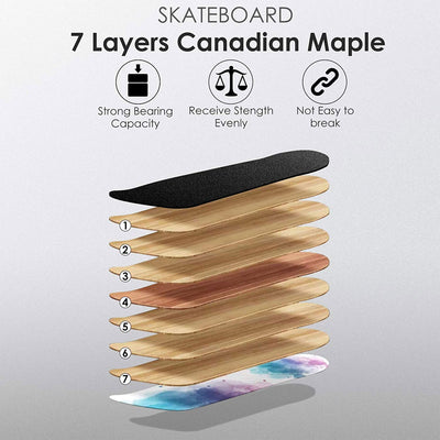 Hikole Complete Pro Canadian Maple Wood 31 Inch Double Kick Skateboard, Letter