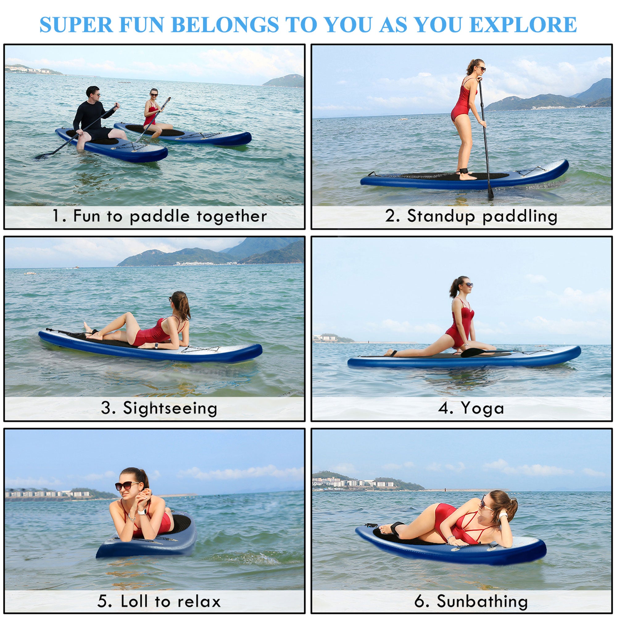 Ancheer iSUP  Stand Up Paddle Board with Bag and Accessories, Blue (Open Box) - VMInnovations