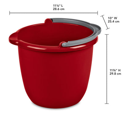 Sterilite Large 10 Qt Easy Pour Spout Pail with Comfy Grip Handle, Red (36 Pack)