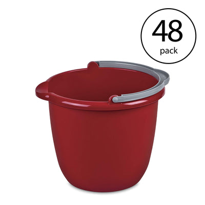 Sterilite Large 10 Qt Easy Pour Spout Pail with Comfy Grip Handle, Red (48 Pack)