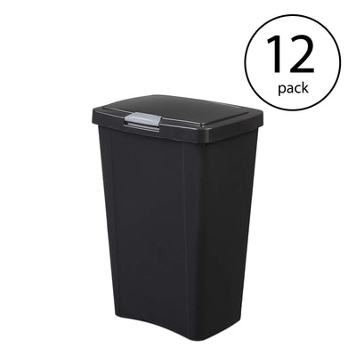 Sterilite 13 Gallon TouchTop Wastebasket with Titanium Latch, Black (12 Pack)
