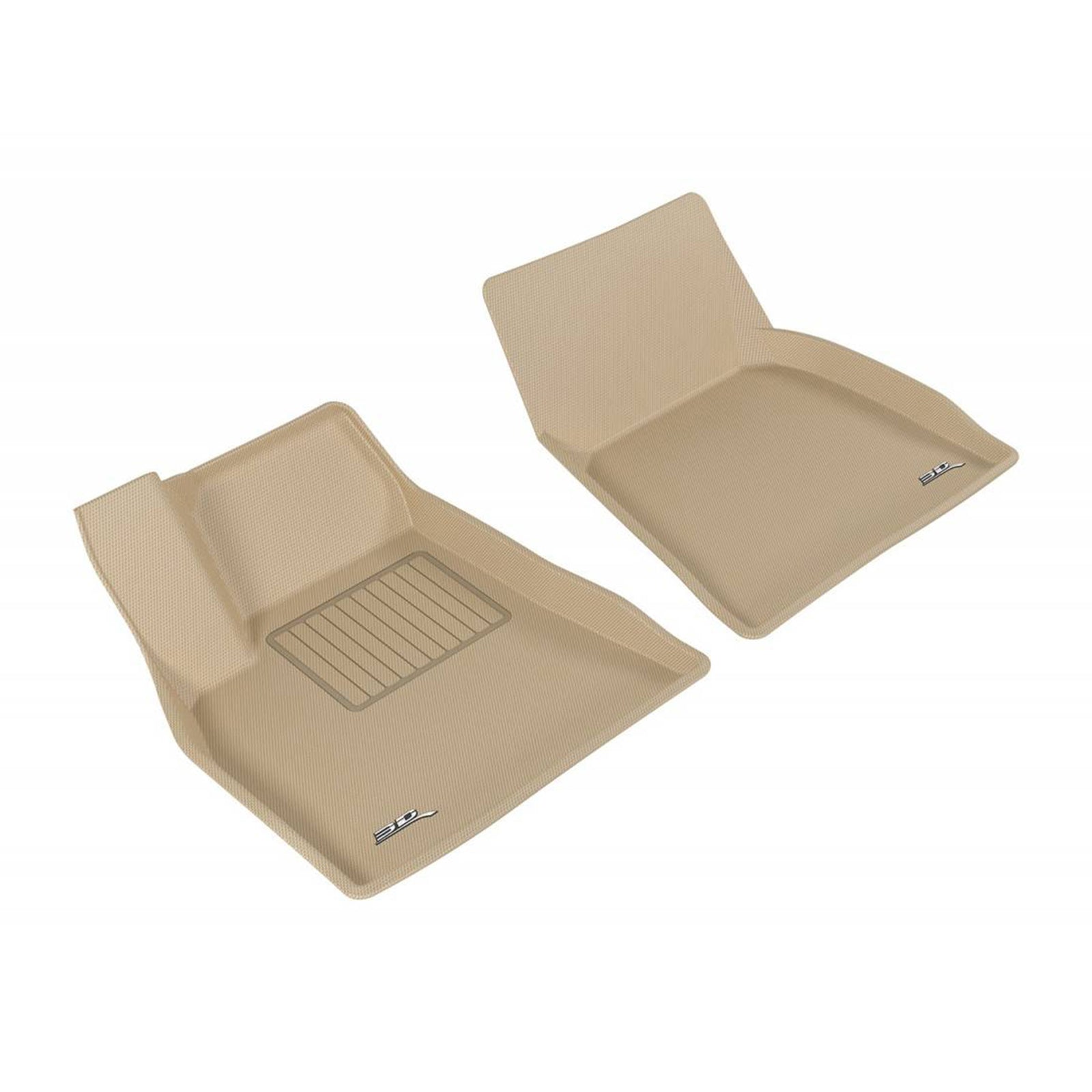3D MAXpider Kagu Series Front Row Floor Mat Liners, 2012-2019 Tesla Model S, Tan - VMInnovations