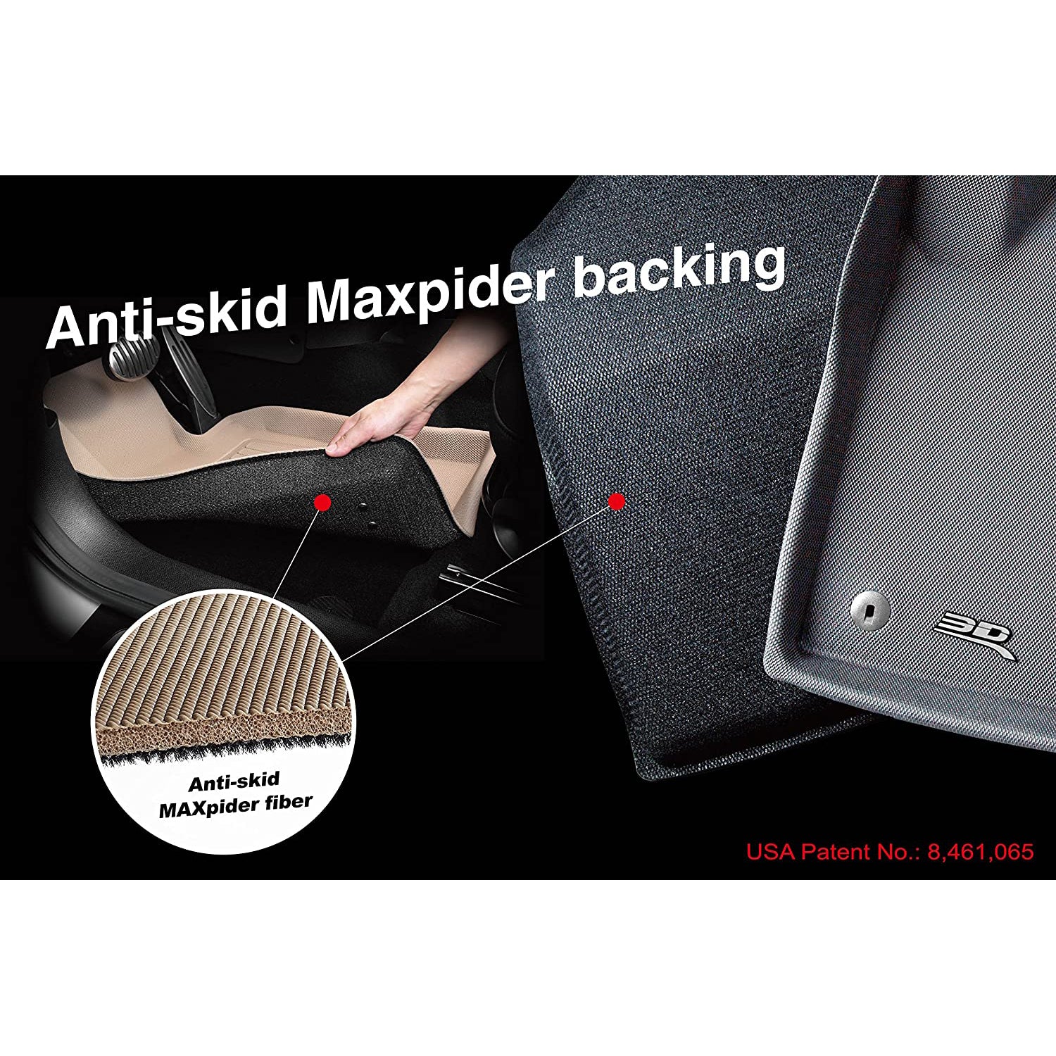 3D MAXpider Kagu Series Second Row Mat, 12-19 Tesla Model S, Black (Open Box)