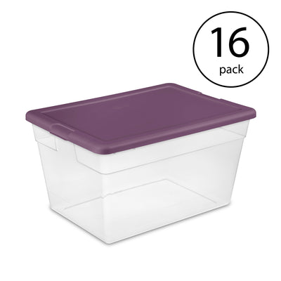 Sterilite Stackable 56 Qt Storage Tote Organizing Containers with Lid, (16 Pack)