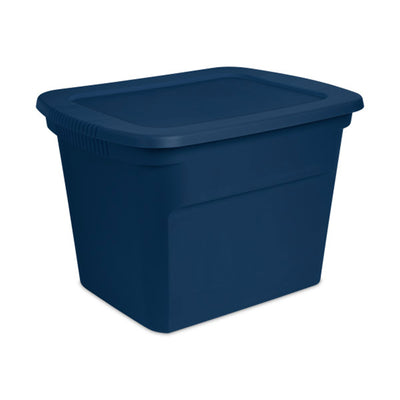 Sterilite Classic Lidded Stackable 18 Gal Storage Tote Container, Blue, 8 Pack - VMInnovations