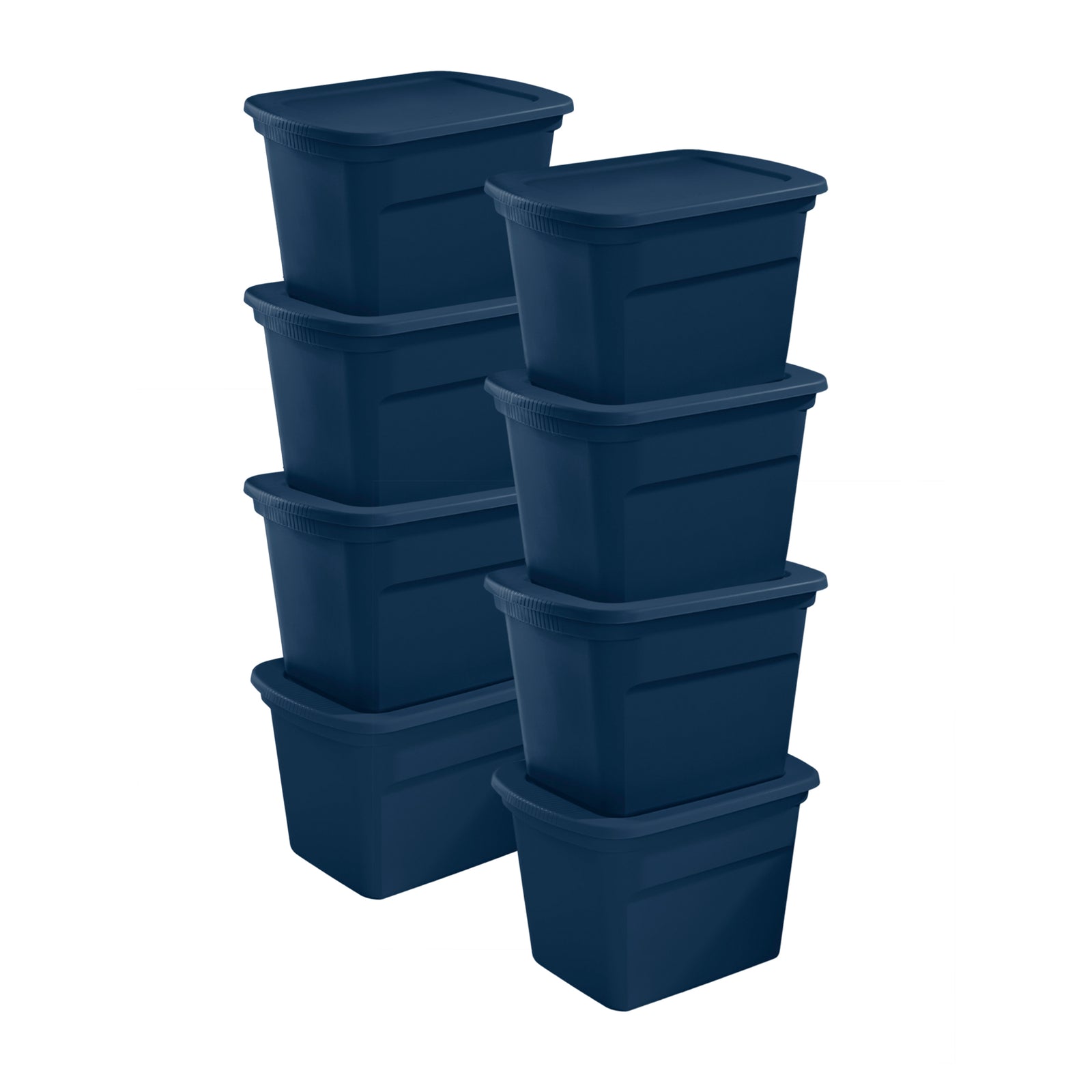 Sterilite Classic Lidded Stackable 18 Gal Storage Tote Container, Blue, 8 Pack - VMInnovations