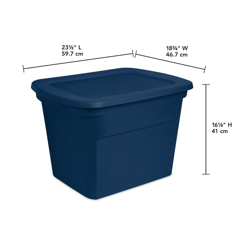 Sterilite Classic Lidded Stackable 18 Gal Storage Tote Container, Blue, 16 Pack