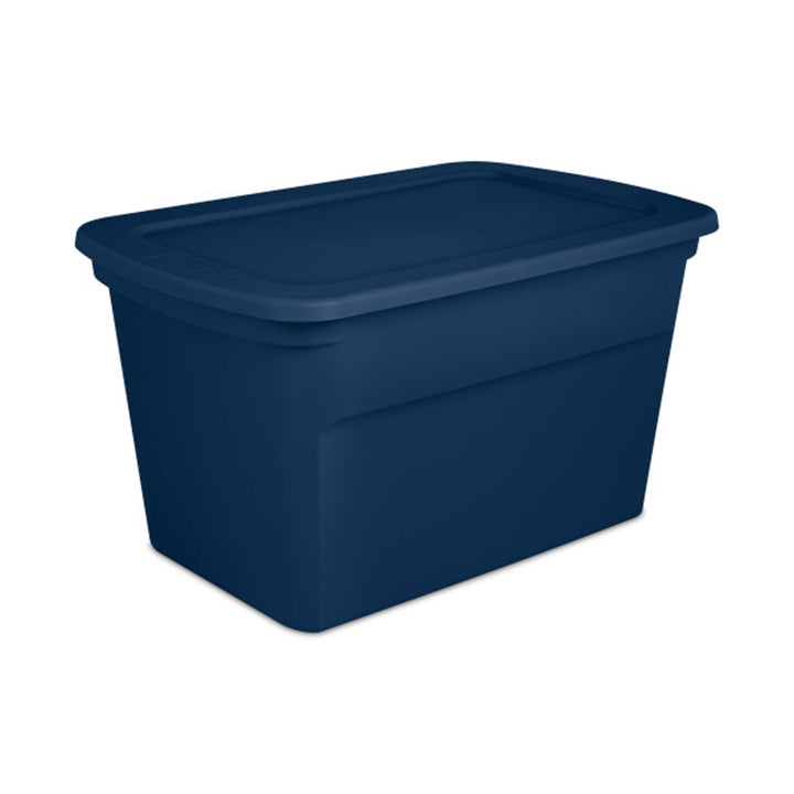 Sterilite Classic Lidded Stackable 30 Gal Storage Tote Container, Blue, 12 Pack