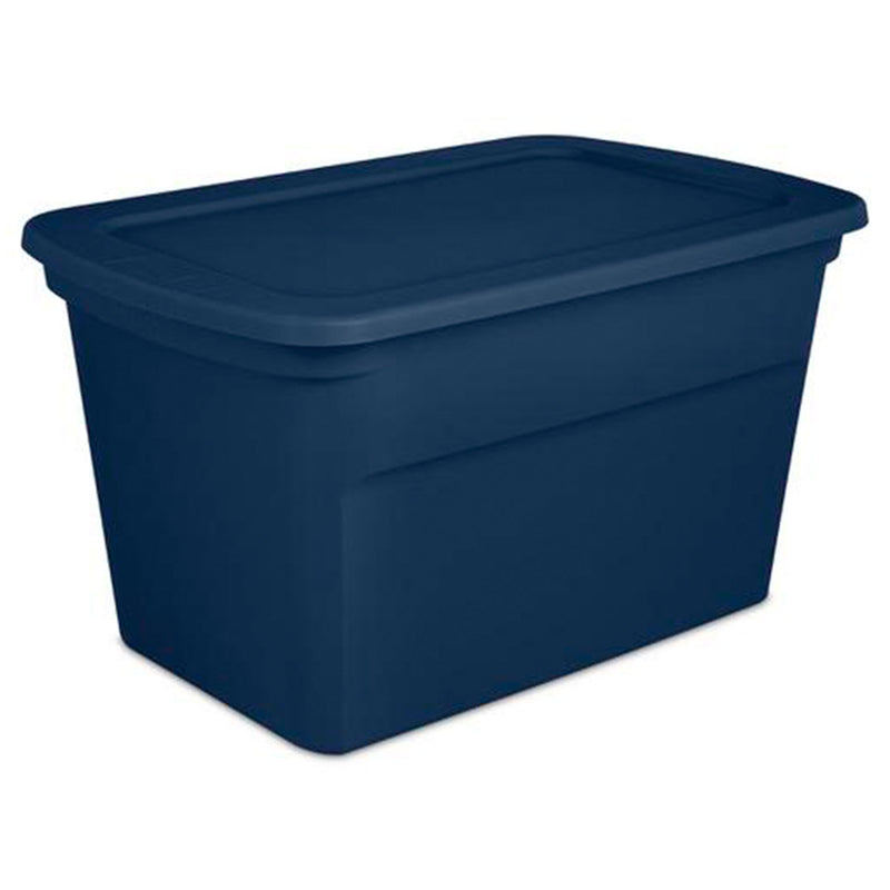 Sterilite Classic Lidded Stackable 30 Gal Storage Tote Container, Blue, 6 Pack