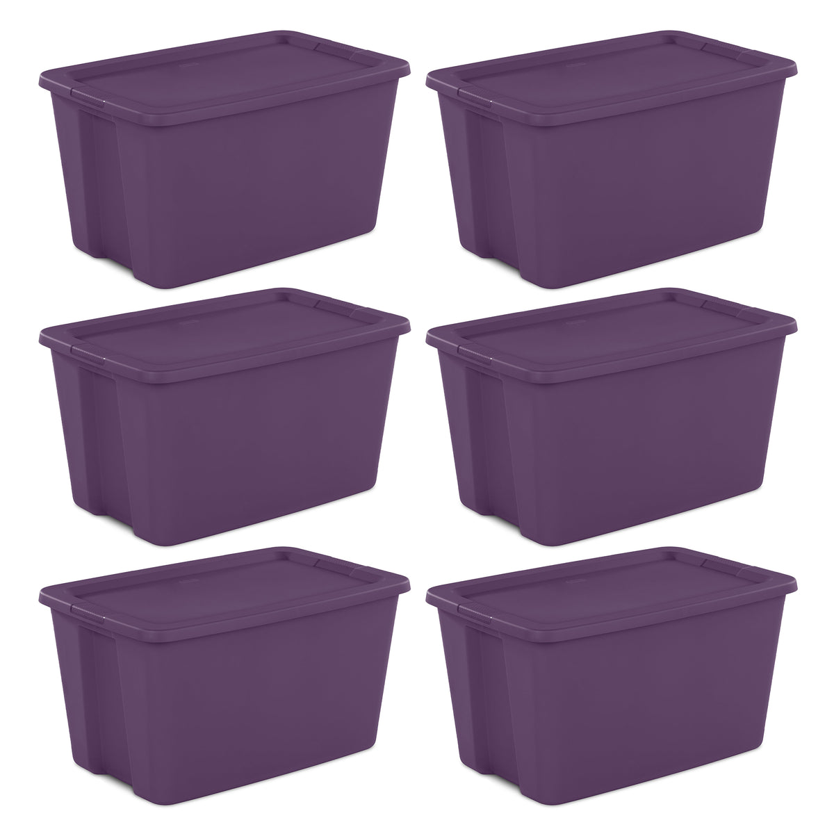 Sterilite Classic Lidded Stackable 30 Gallon Storage Tote Container, (6 Pack)