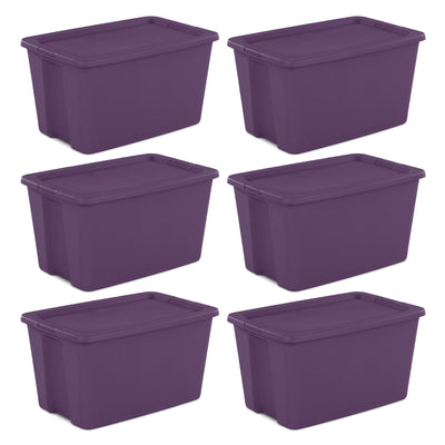 Sterilite Classic Lidded Stackable 30 Gallon Storage Tote Container, (6 Pack)